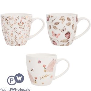 Mad About Mugs New Bone China Strawberry Floral Mug 340ml Assorted