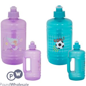 Kids Mermaid & Football Printed Barrel Water Bottle 450ml Assorted