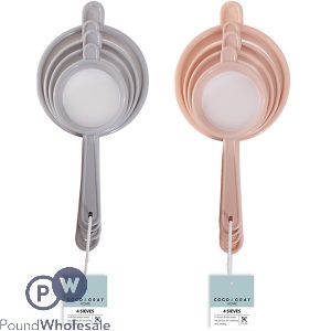 Coco & Gray Pp & White Mesh Mixed Sized Sieve Set 4pc Assorted Colours