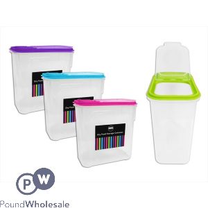 DRY FOOD STORAGE CONTAINERS 2LTR 4 ASSORTED COLOURS