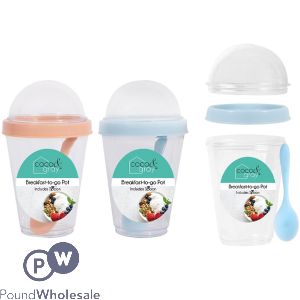 Food Storage Breakfast-To-Go Pot With Spoon 350ml Assorted Colours