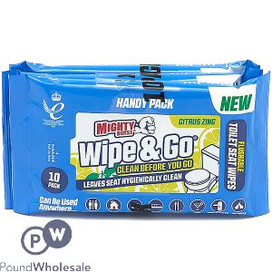 Mighty Burst Citrus Zing Wipe & Go Flushable Toilet Wipes 10 Pack