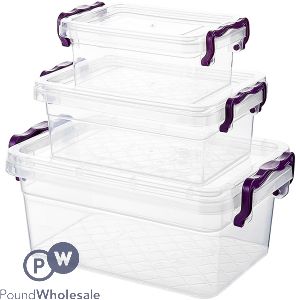 Asude Triple Transparent Storage Container Set Large 3pc