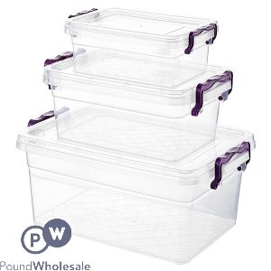 Asude Triple Transparent Storage Container Set Medium 3pc