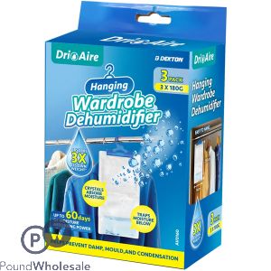 Dekton Dri Aire Hanging Wardrobe Dehumidifier 3 X 180g