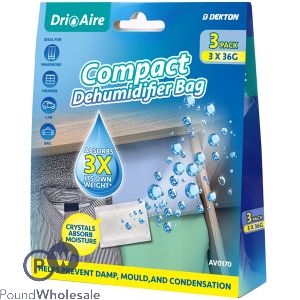 Dekton Dri Aire Compact Dehumidifier Bag 36g 3 Pack