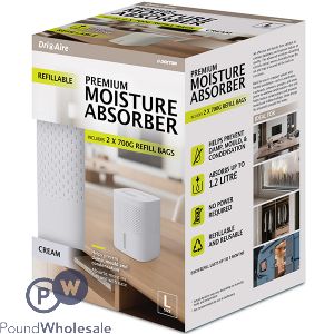 Dekton Dri Aire Refillable Large Cream Premium Moisture Absorber 2 X 700g