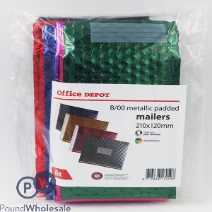 B/00 Metallic Padded Mailers 210mm X 120mm Assorted Colours 6pk