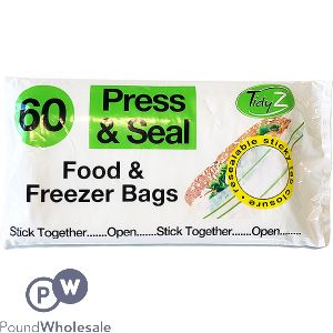 TIDY Z ULTIMATE STRENGTH PRESS &amp; SEAL FOOD &amp; FREEZER BAGS 60 PACK