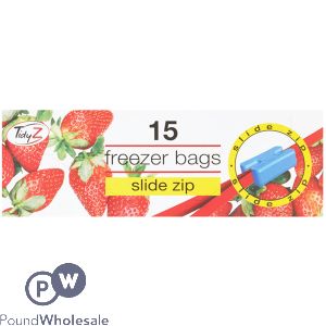 TIDYZ SLIDE ZIP FOOD FREEZER BAGS 15 PACK