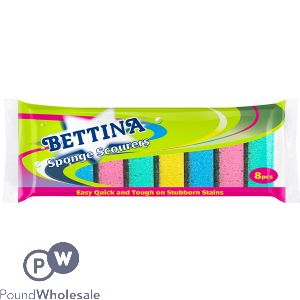 Bettina Multicoloured Sponge Scourers 8 Pack