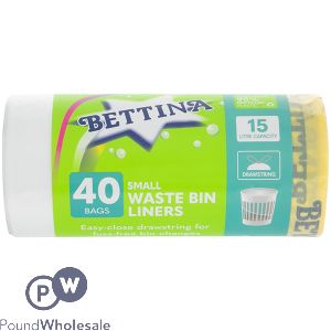 Bettina 40 Drawstring Small Waste Bin Liners 15l