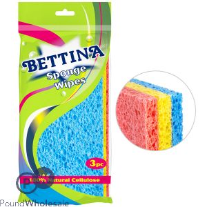 Bettina Assorted Colour Sponge Wipes 3 Pack