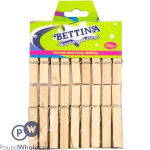 Bettina Hardwood Clothing Pegs 32 Pack