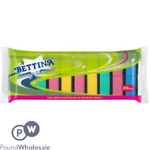 Bettina Assorted Colour Sponge Scourers 20 Pack