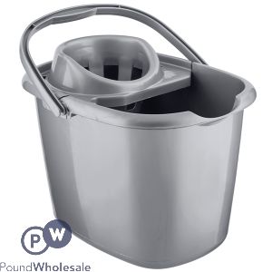 SILVER OVAL MOP BUCKET METALLIC WITH WRINGER 15 LITRE 