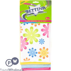 Bettina Assorted Floral Microfibre Cloth 4 Pack