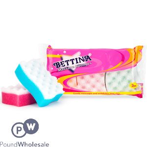 Bettina Assorted Colour Massage Sponges 3 Pack