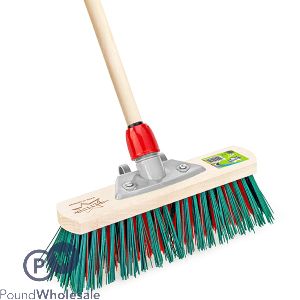 WOODEN OUTDOOR 11" BROOM WITH STICK