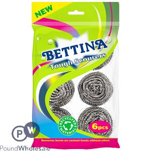 Bettina Tough Stainless Steel Scourers 6 Pack