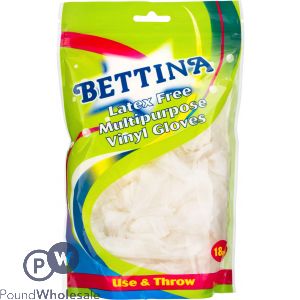 BETTINA LATEX-FREE MULTIPURPOSE VINYL GLOVES 18PC
