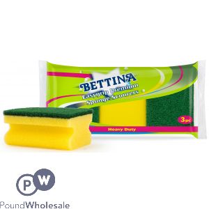 Bettina Easy Grip Premium Sponge Scourers 3 Pack