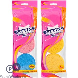 BETTINA FACE CLEANSING SPONGES ASSORTED 6PC