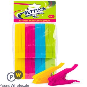 BETTINA JUMBO STORM PEGS ASSORTED COLOURS 24PC