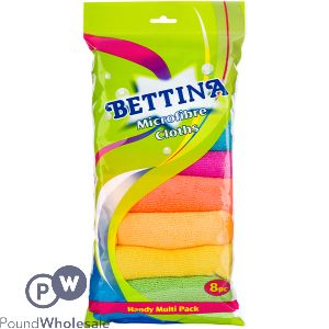 Bettina Multicoloured Microfibre Cloths 8 Pack