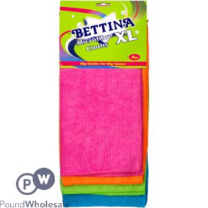 BETTINA MULTICOLOURED MICROFIBRE CLOTHS XL 4 PACK