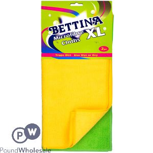 Bettina Assorted Colour Microfibre Cloths XL 2 Pack