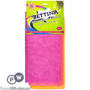 Bettina Anti-bacterial Microfibre Cloths Assorted Colours 3 Pack