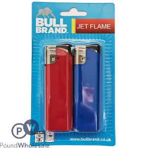 Bull Brand Jet Flame Assorted Colour Lighters 2 Pack