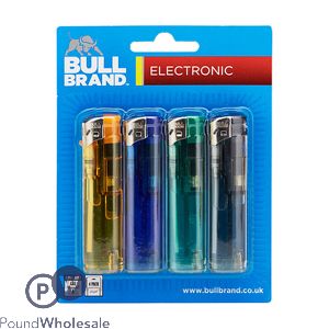 Bull Brand Electronic Assorted Colour Lighters 4 Pack