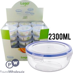 BAGER CLICK & LOCK ROUND FOOD STORAGE CONTAINER 2300ML CDU