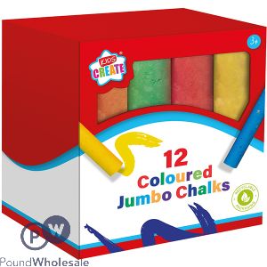 Kids Create Jumbo Coloured Chalks 12 Pack