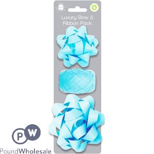 GIFTMAKER LUXURY LIGHT BLUE BOW &amp; RIBBON PACK 