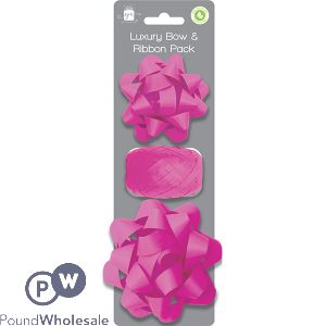 GIFTMAKER DARK PINK LUXURY BOW &amp; RIBBON PACK