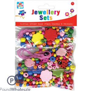 KIDS CREATE MAKE YOUR OWN WOODEN BEAD JEWELLERY SET