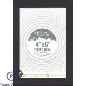 Home Collection London Styrene Black Photo Frame 4" X 6"