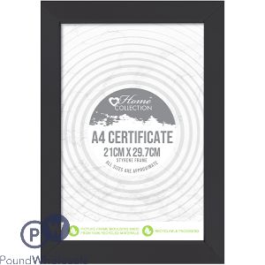 HOME COLLECTION A4 BLACK LONDON CERTIFICATE FRAME 21CM X 29.7CM