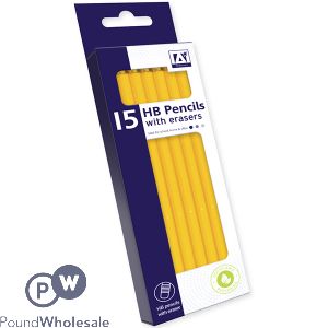 HB PENCILS WITH ERASERS SET 15 PACK