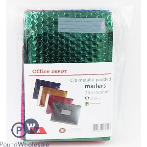 C/0 Metallic Padded Mailer Bags Assorted Colours 6 Pack