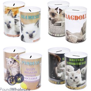 Cat Money Tin 10cm X 15cm Assorted