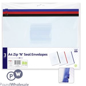 A4 Zip 'n' Seal Envelopes 3-pack