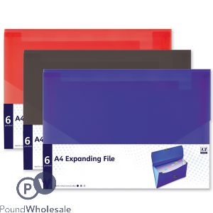 A4 6 POCKET EXPANDING FILE ASSORTED COLOURS