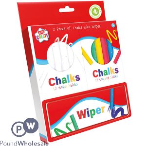 Kids Create Assorted Colours Chalks &amp; Wiper Set 2 Pack