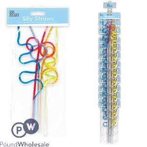 So Useful Assorted Plastic Silly Straws 5 Pack Clip Strip