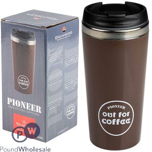 Grunwerg Pioneer Stainless Steel Coffee Mug Brown 0.42l