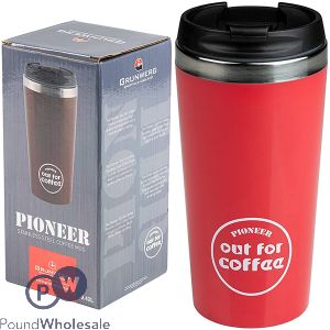 Grunwerg Pioneer Stainless Steel Coffee Mug Red 0.42l